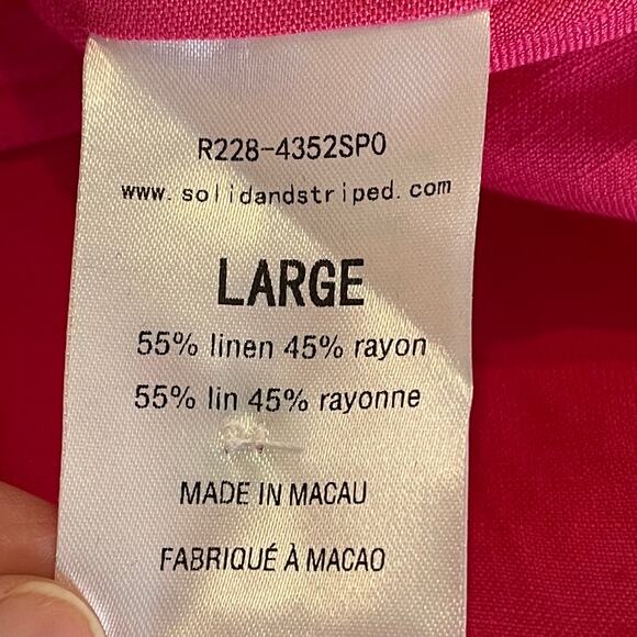 SOLID & STRIPED Linen Tourist Dress Pink L 10 NEW - Picture 12 of 14